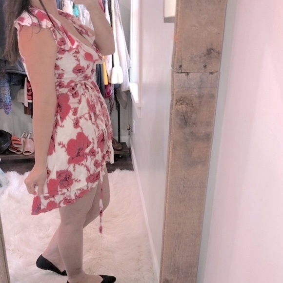 Free People floral French Quarter Print mini wrap dress size small - Picture 2 of 9
